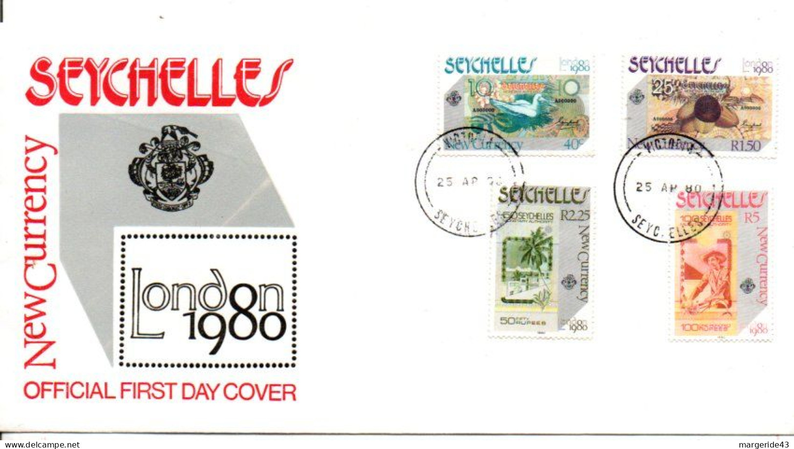 SEYCHELLES FDC 1980 EXPO PHILA LONDON 80 - Seychellen (1976-...)