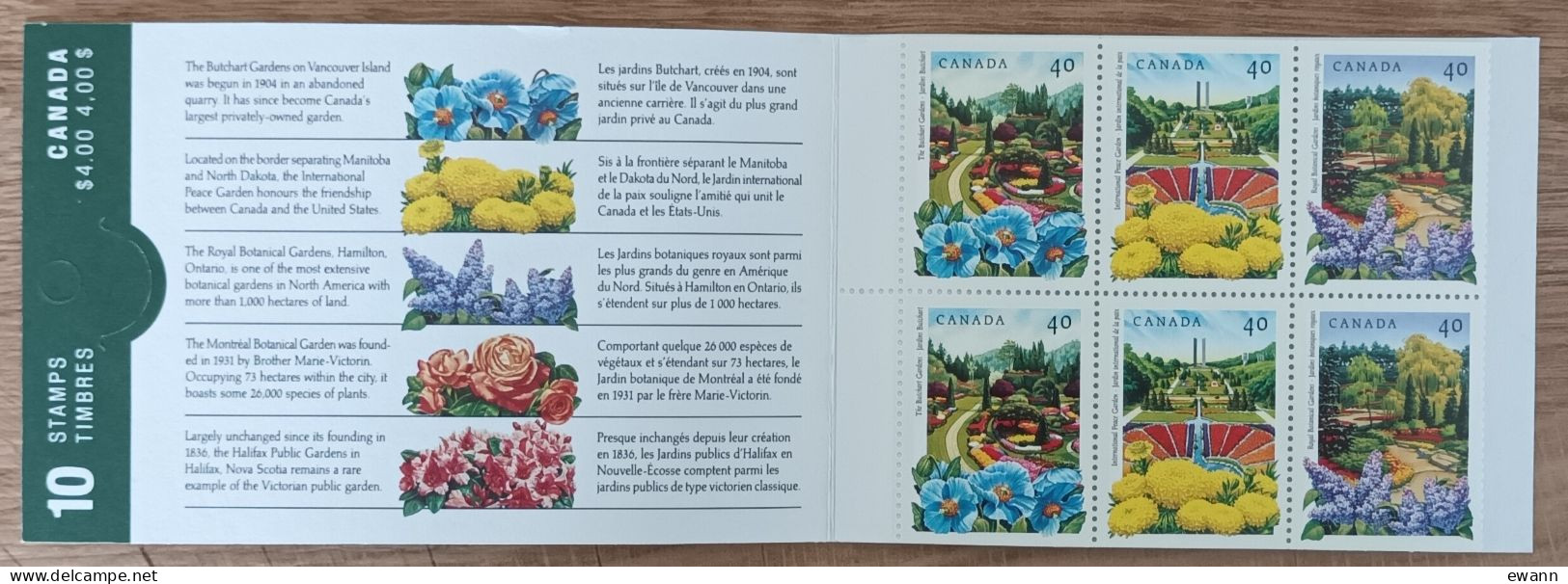 Canada - Carnet YT N°C1185 - Jardins Publics - 1991 - Neuf - Libretti Completi