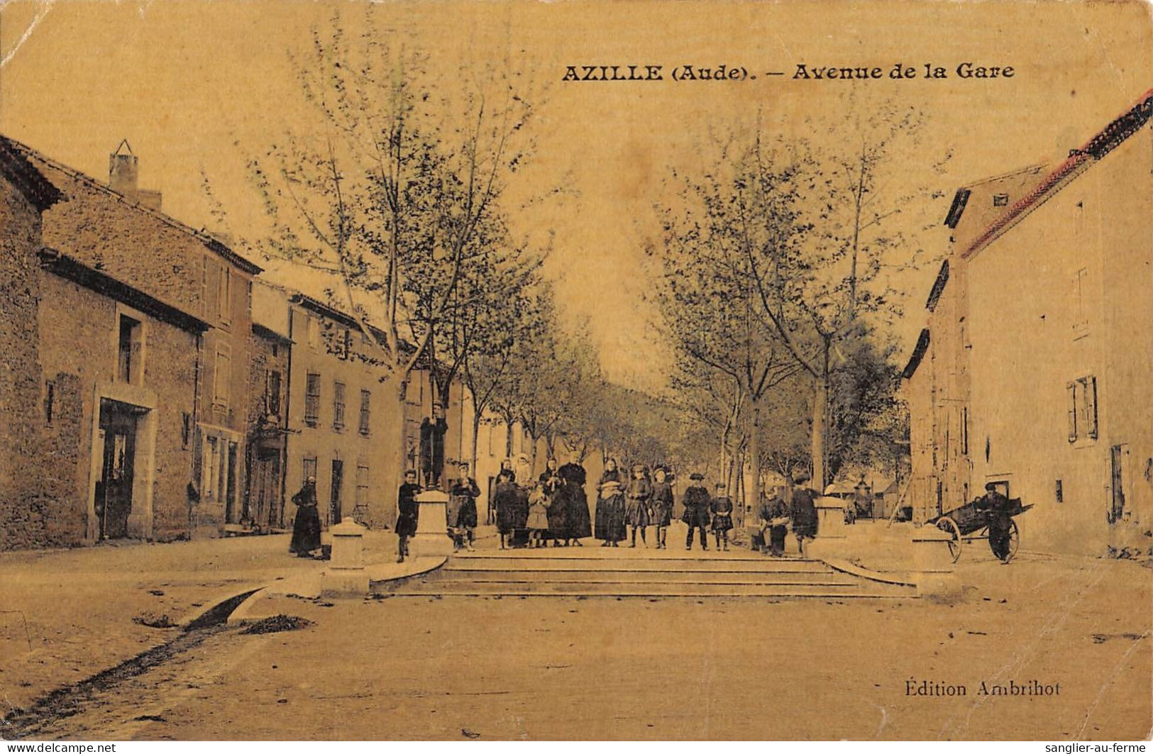 CPA 11 AZILLE / AVENUE DE LA GARE / Cpa émail RARE - Andere & Zonder Classificatie