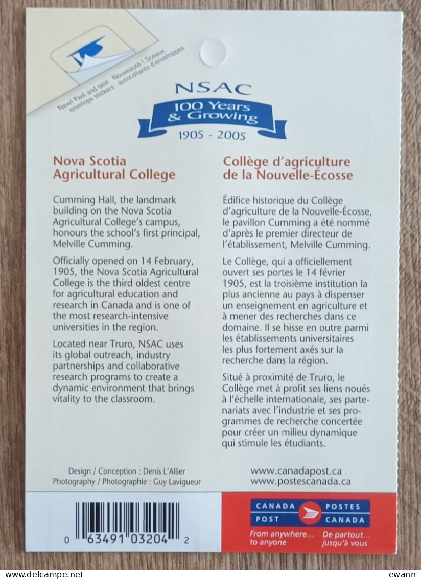 Canada - Carnet YT N°C2140 - Collège D'agriculture De La Nouvelle Ecosse - 2005 - Neuf - Cuadernillos Completos