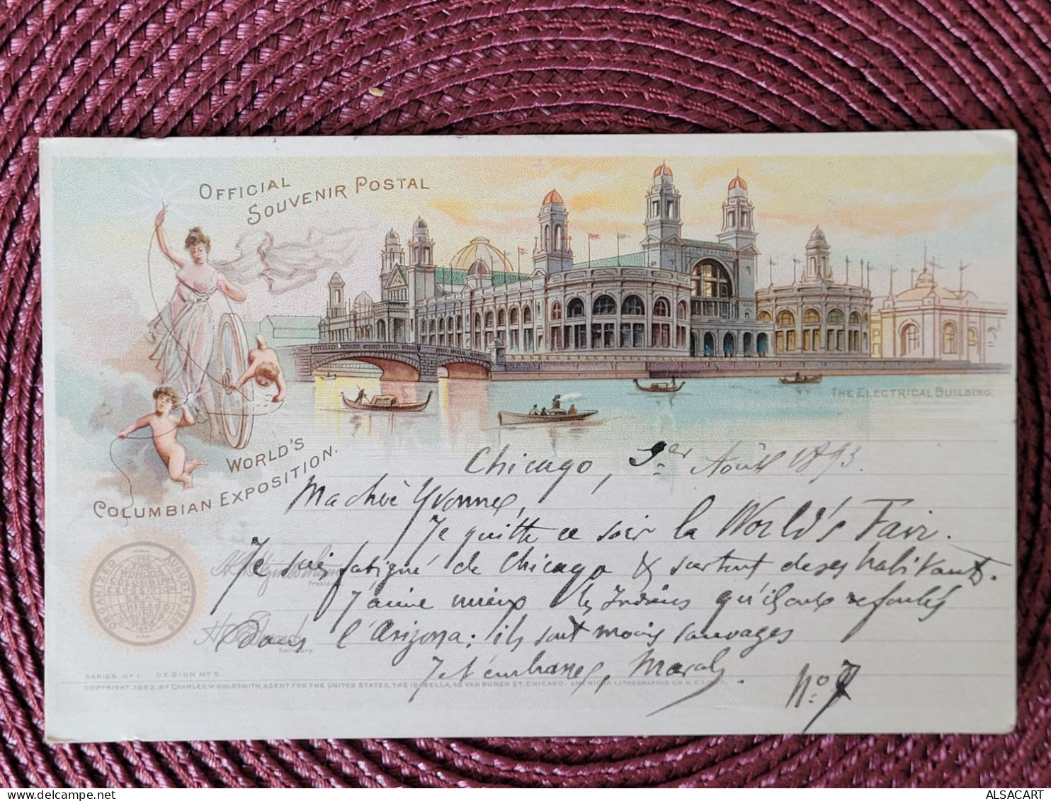 World's Columbian Exposution , Official Souvenir Postal 1893 !!! - Sonstige & Ohne Zuordnung