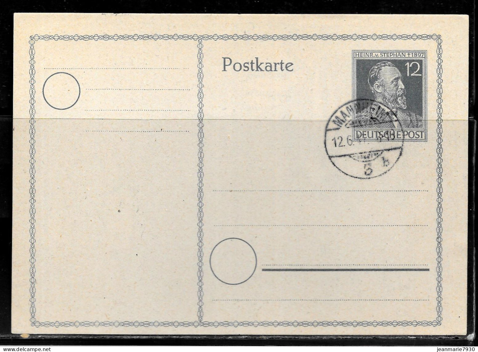 N292 - ALLEMAGNE OCCUPATION - CP DE MANHEIM DU 12/06/1947 - Postal  Stationery