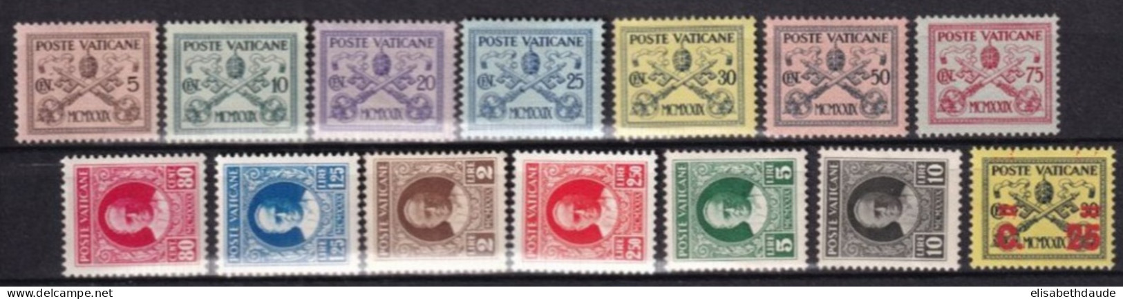 VATICAN - 1929/1931 - ANNEE COMPLETE - YVERT 26/39 * MLH - COTE = 65 EUR. - Ungebraucht