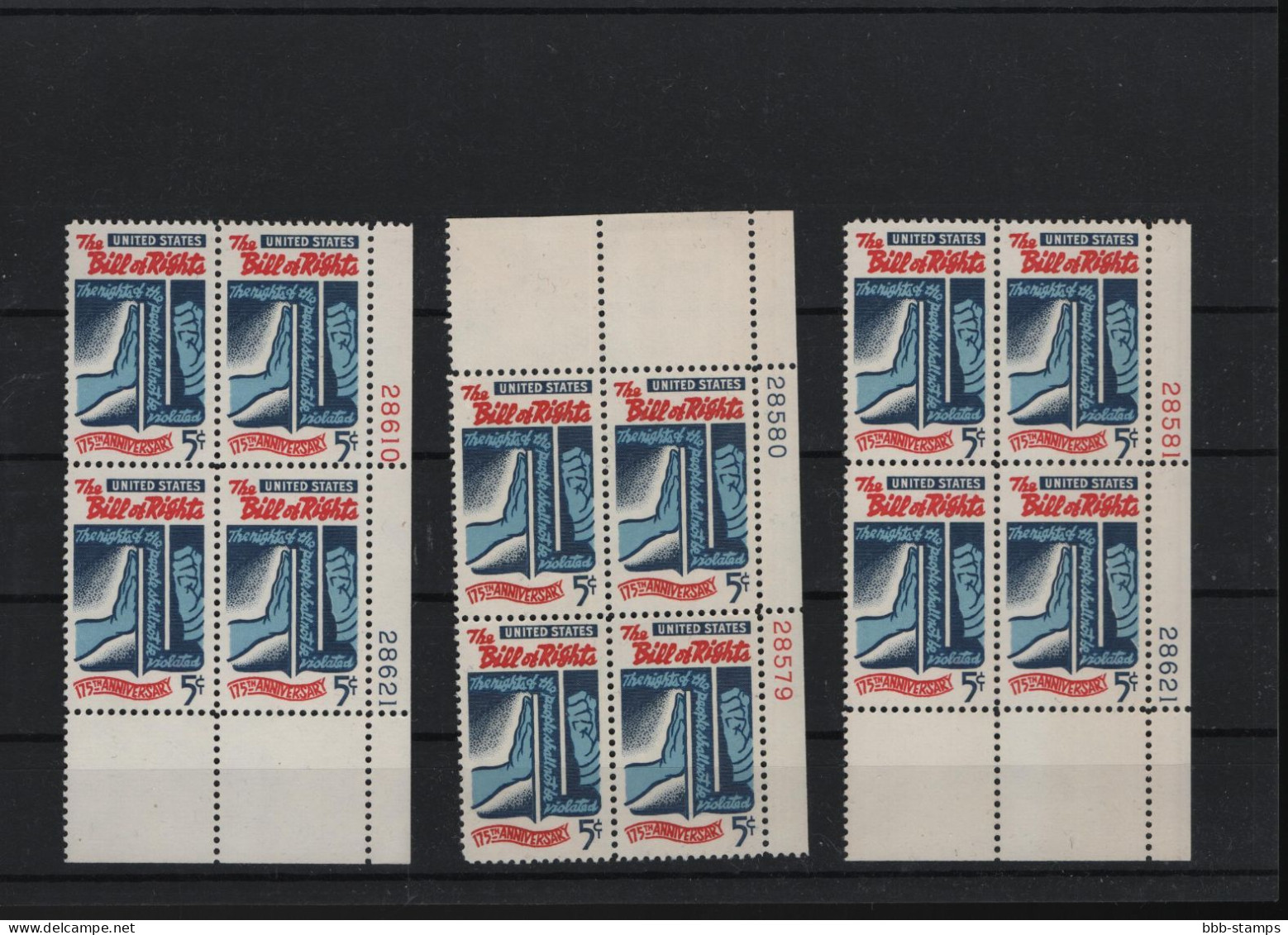 USA Michel Cat.No. Mnh/** 903 Different Positions And Different Plate Nos - Numero Di Lastre