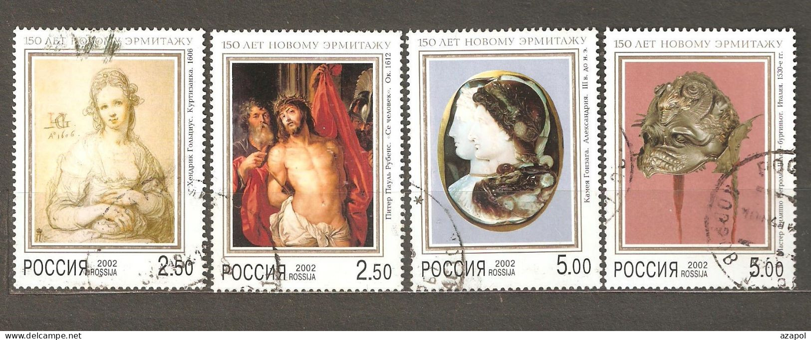 Russia: Full Set Of 4 Used Stamps, Paintings - 150 Years Of Inauguration Of New Hermitage, 2002, Mi#961-4 - Oblitérés