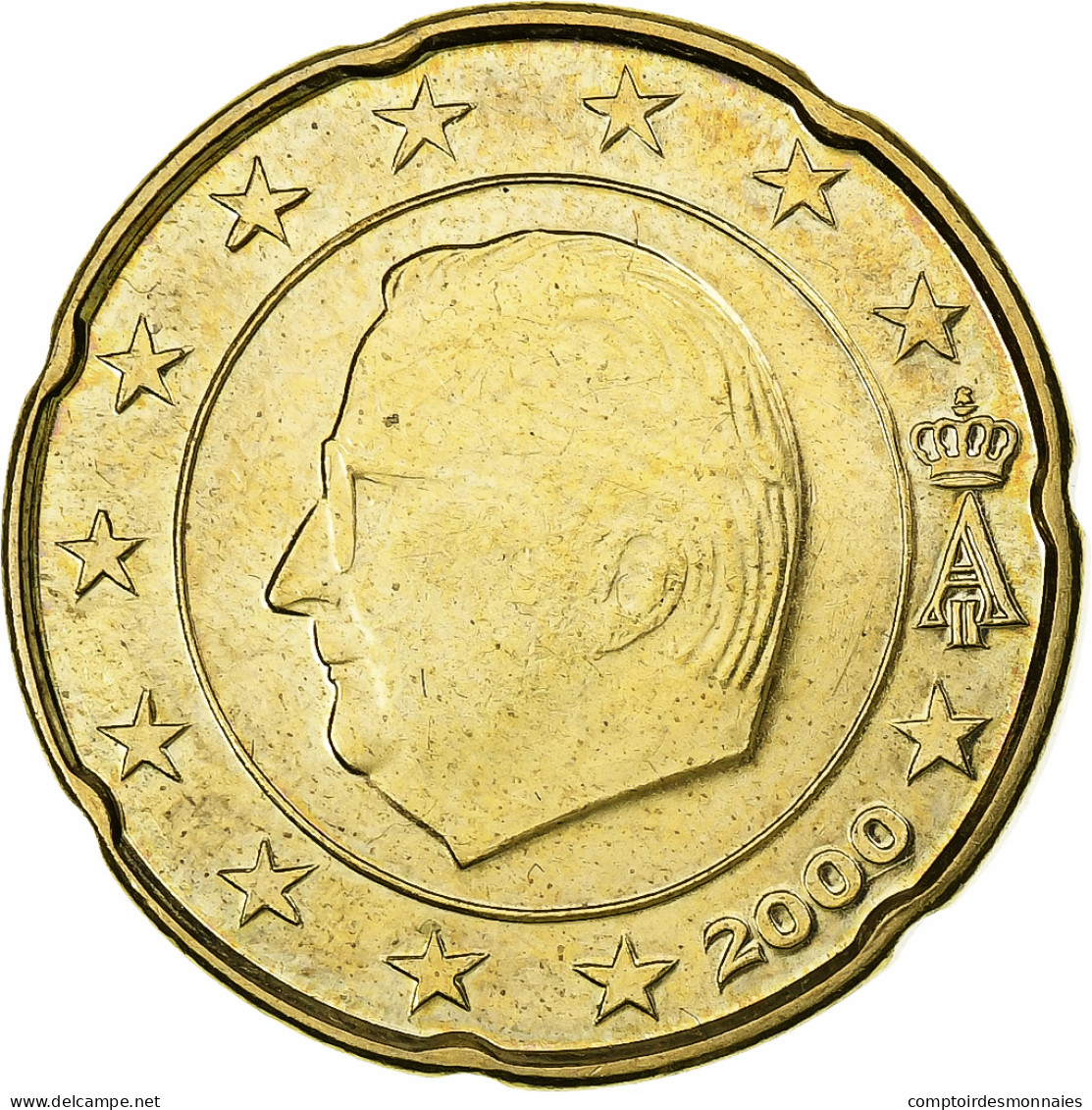 Belgique, Albert II, 20 Euro Cent, Error Double Observe Side, 2000, Bruxelles - Belgium