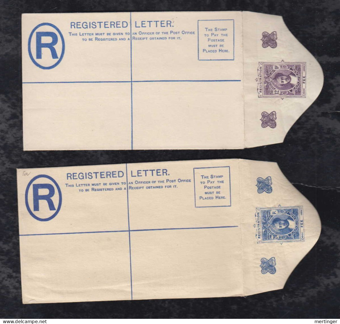 Zanzibar 1914 2 Stationery Registered Envelope 12c + 20c ** MNH - Zanzibar (...-1963)