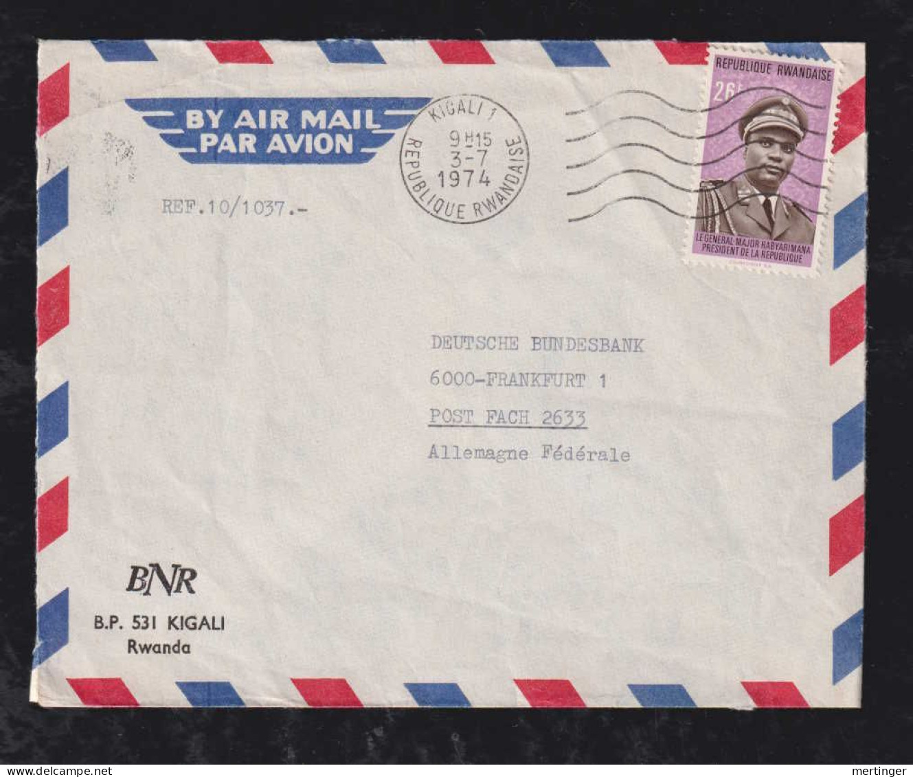 Ruanda 1974 Airmail Cover KIGALI X FRANKFURT Germany - Brieven En Documenten