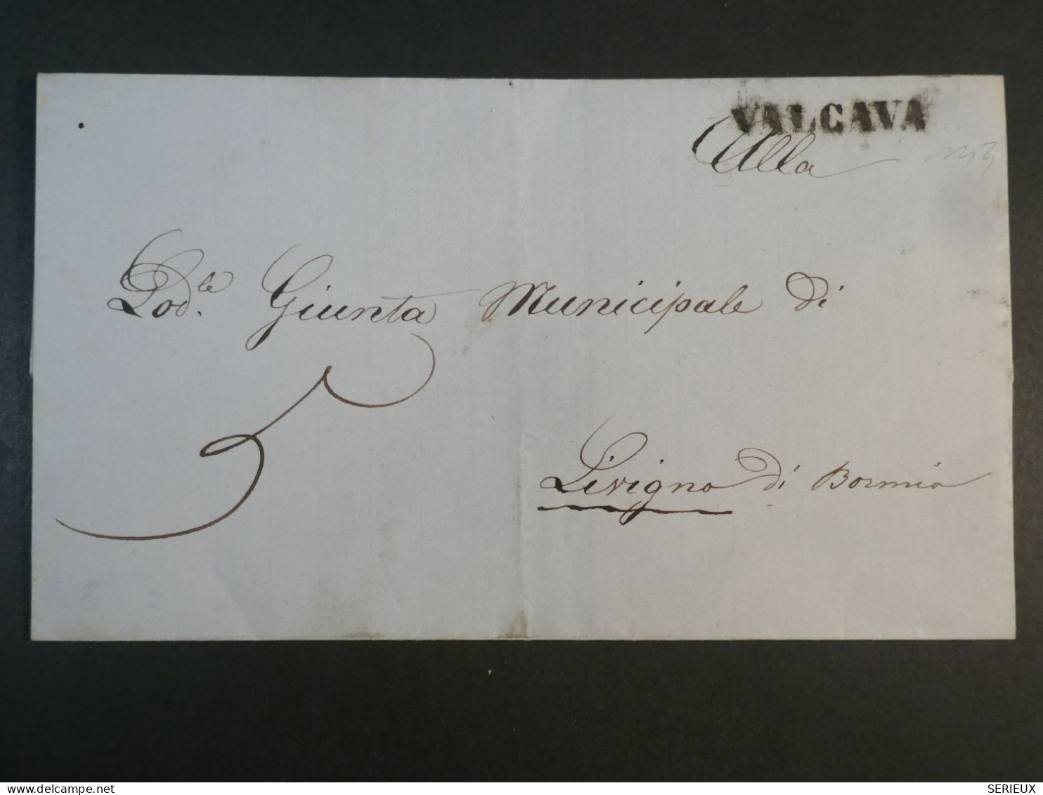 DJ 3 ITALIA    BELLE  LETTRE SIGNEE RARE .   ENV. 1840   PETIT BUREAU VALCAVA  A LIVIGNO + AFF. INTERESSANT+++ - Ohne Zuordnung