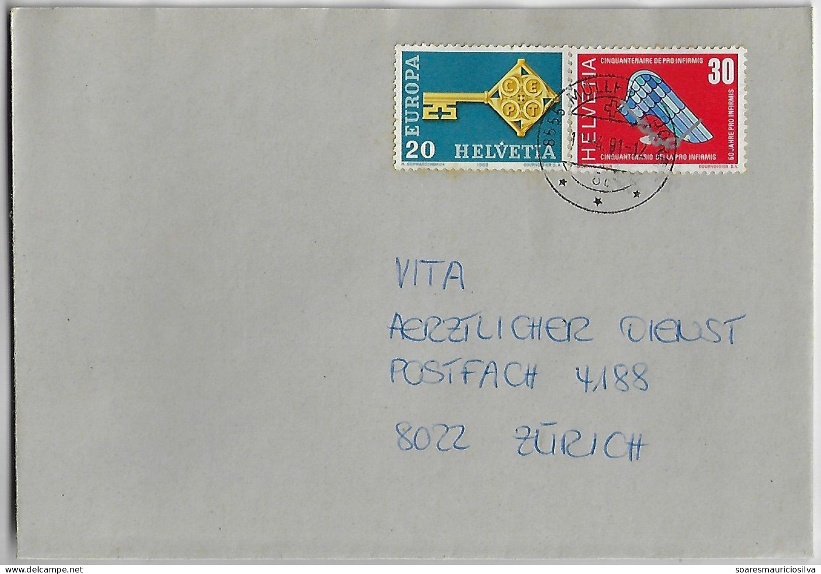 Switzerland 1991 Cover Sent From Müllheim To Zurich Stamp Key With CEPT Badge + Badge Of The "Pro Infirmis" Foundation - Covers & Documents