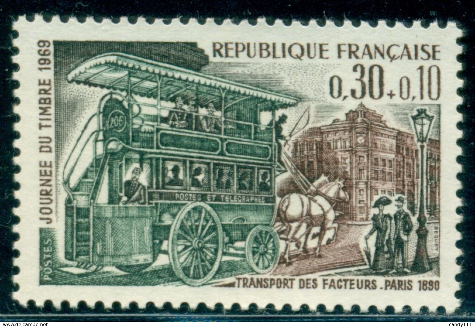 1969 Double-decker Postman Bus, Used In Paris Around 1890,France,1659 ,MNH - Bussen