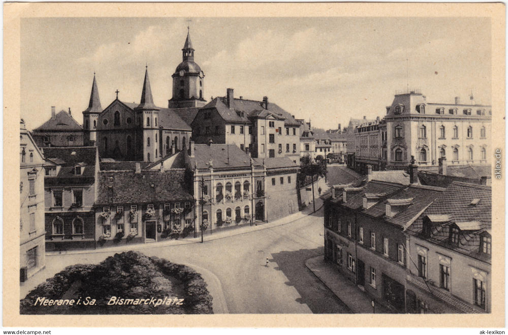 Meerane Bismarckplatz Ansichtskarte 1945 - Meerane