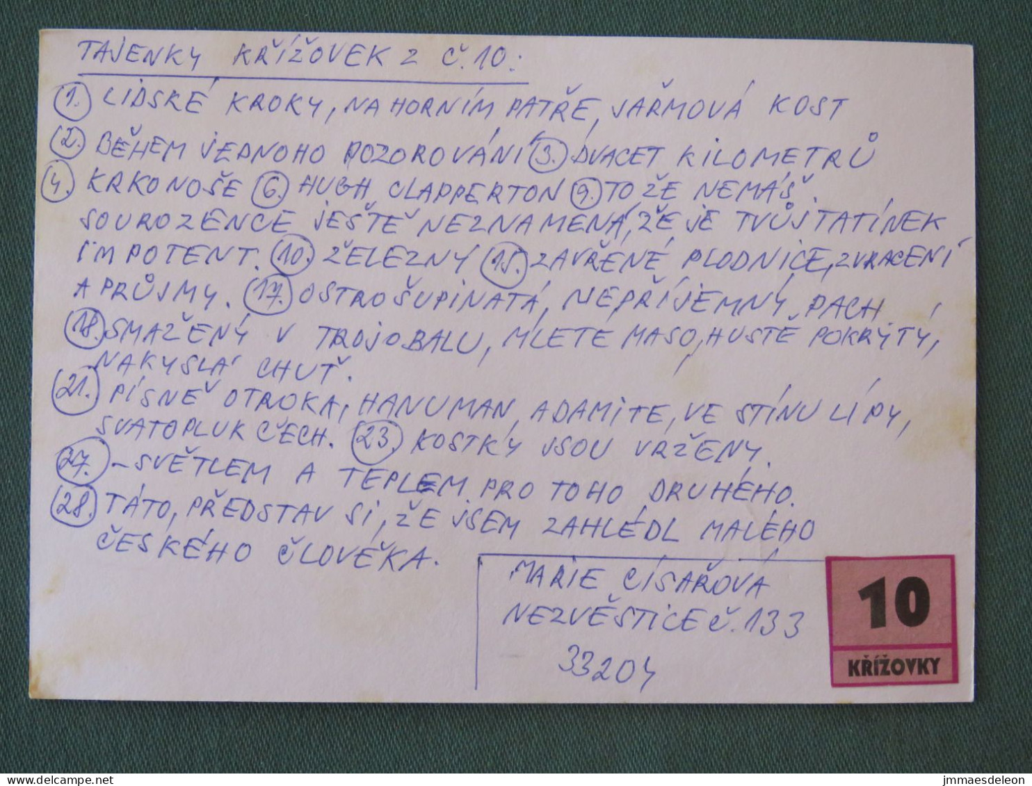 Czech Republic 2001 Stationery Postcard 5.40 Kcs Prague Sent Locally - Briefe U. Dokumente