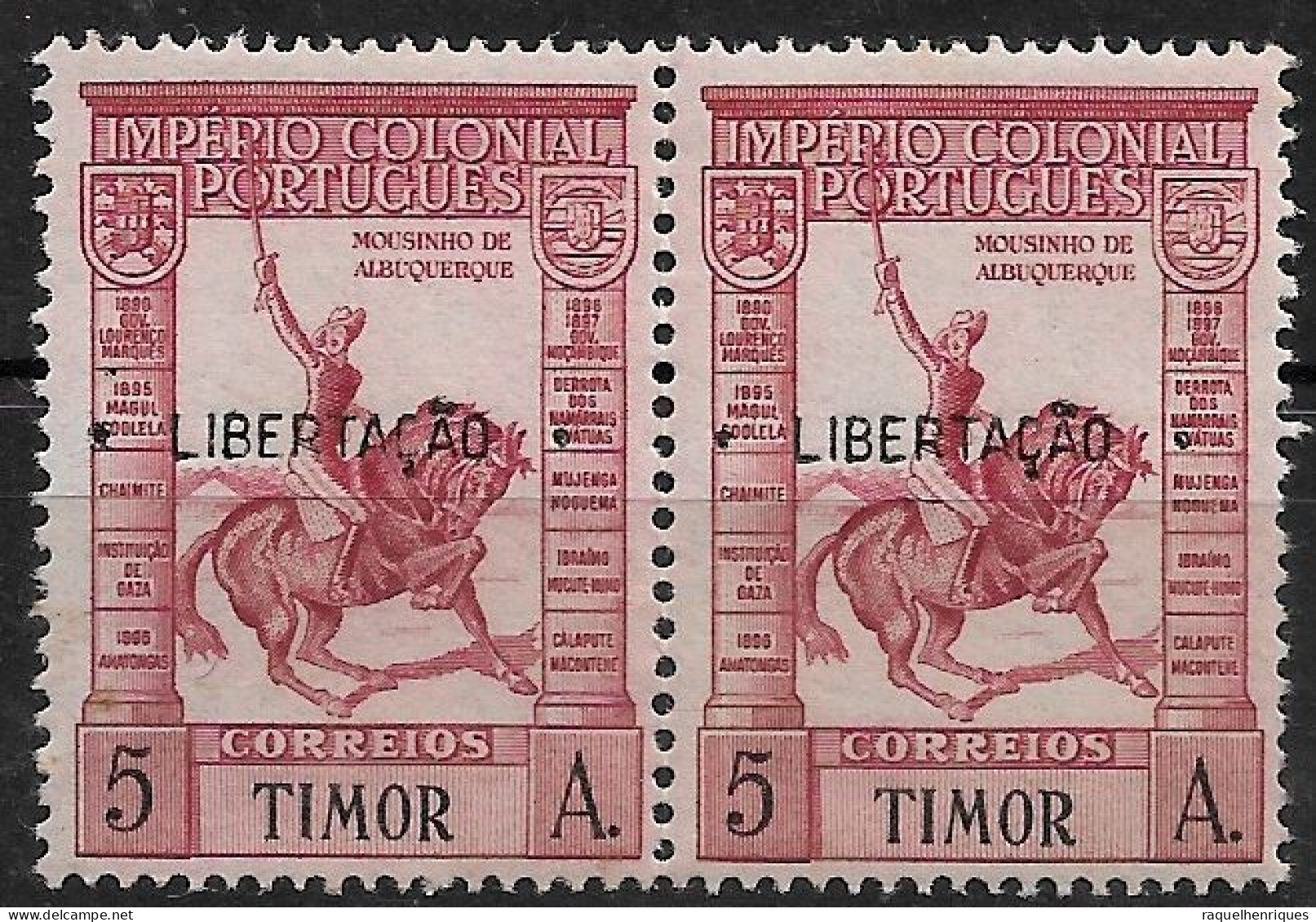 TIMOR 1947 EMPIRE STAMP SURC. "LIBERTAÇÃO" - PAIR MNH (NP#72-P17-L3) - Timor