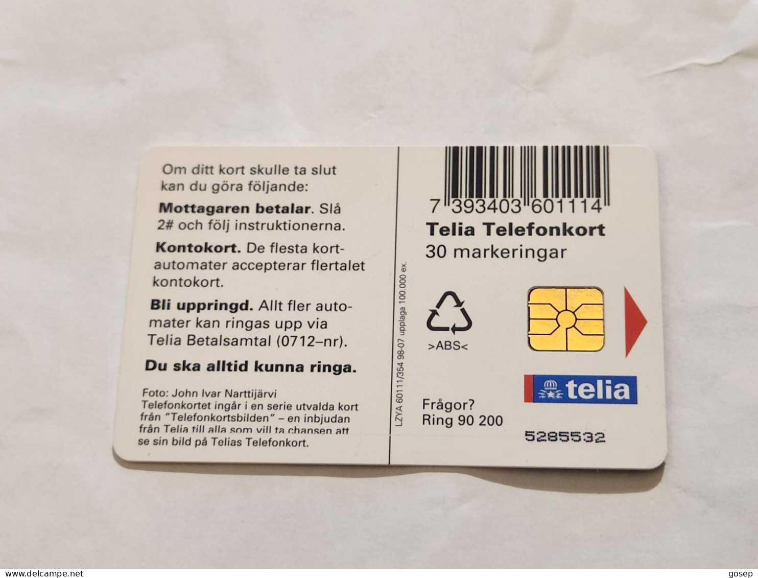 SWEDEN-(SE-TEL-030-0354)-Ice Crystals 1-Is-(6)(30 Telefonkort)(tirage-100.000)(5285532)-used Card+1card Prepiad Free - Suède