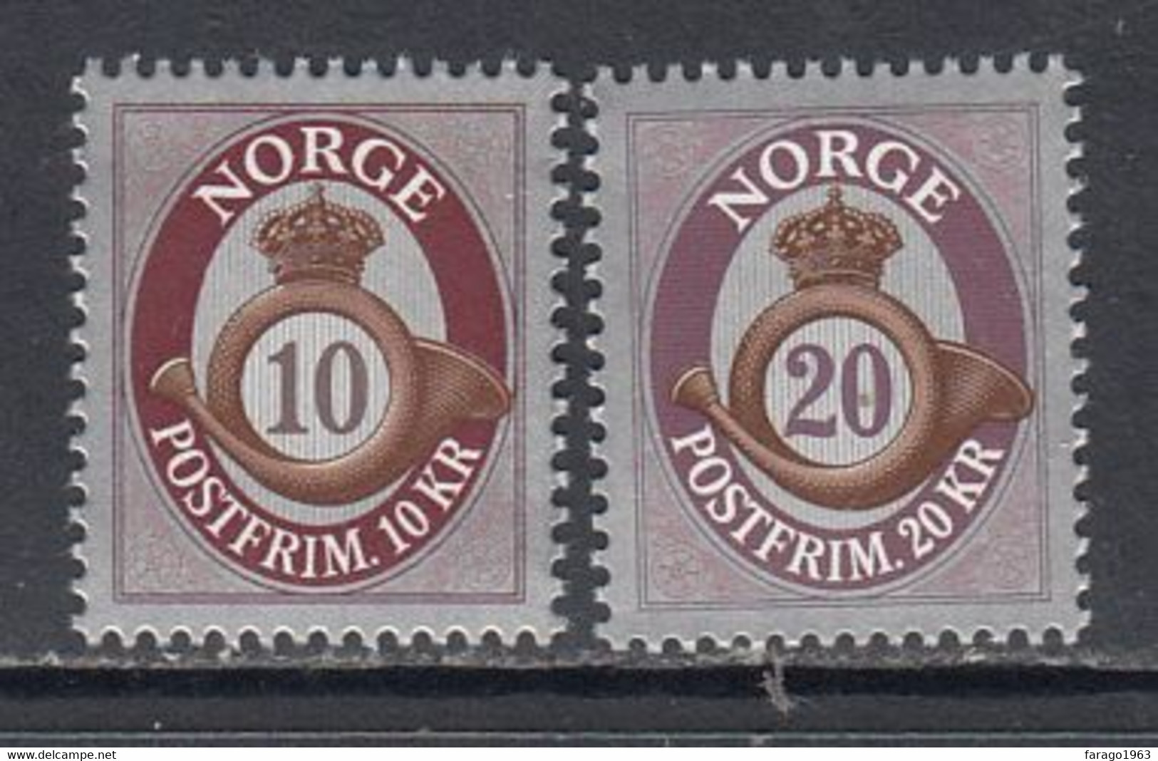 2013 Norway Posthorn Definitives   Complete Set Of 2 MNH @ BELOW FACE VALUE - Ungebraucht