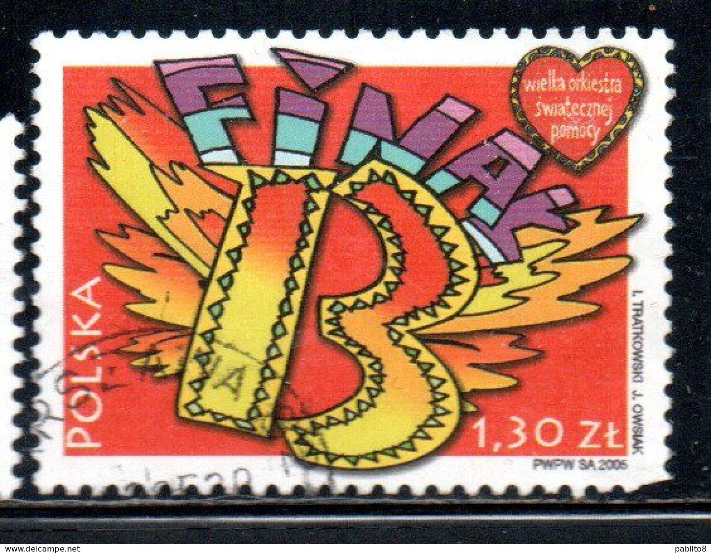 POLONIA POLAND POLSKA 2005 CONCERT OF THE GREAT HOLIDAY HELP ORCHESTRA 1.30z USED USATO OBLITERE' - Used Stamps