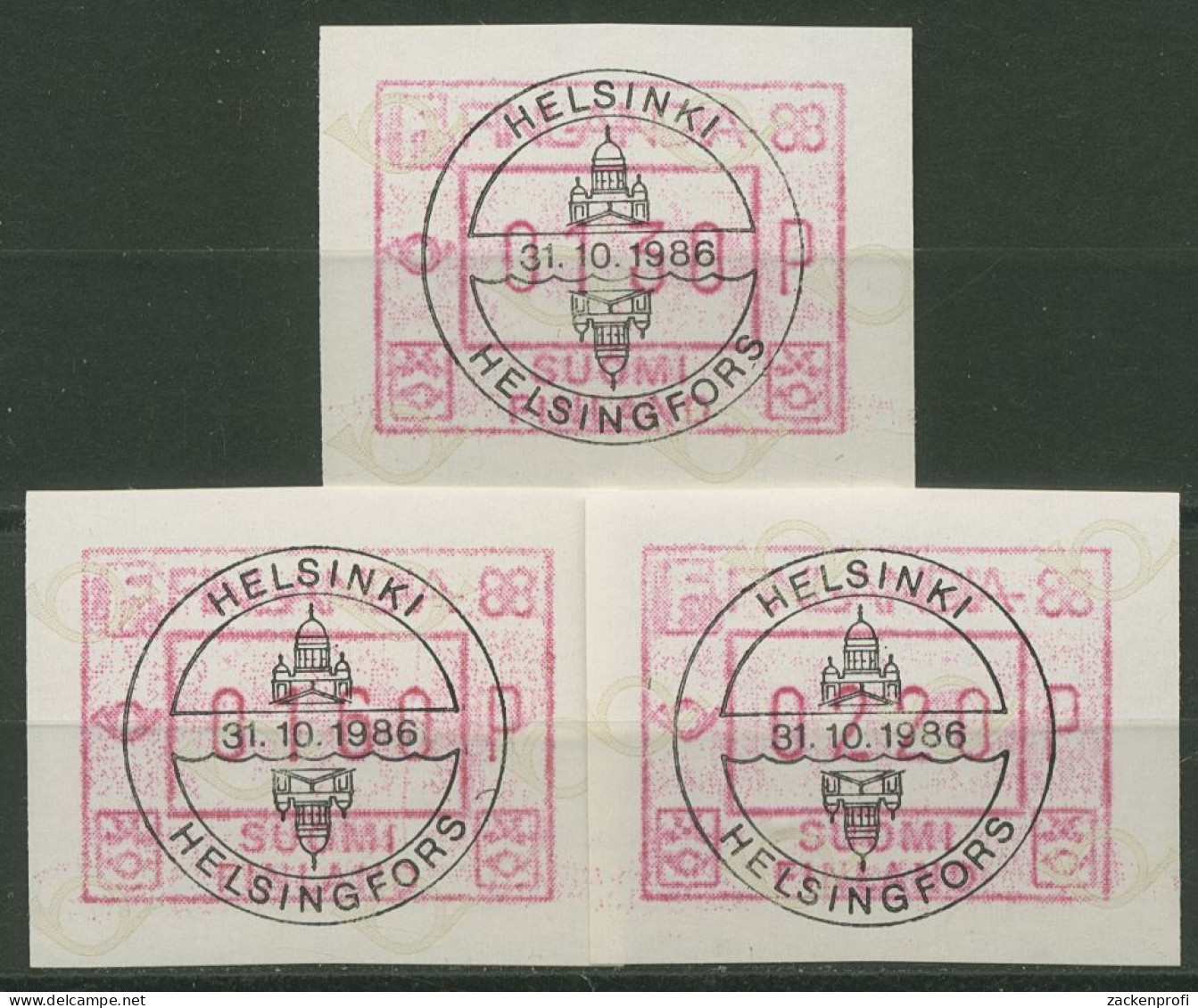Finnland Automatenmarken 1986 FINLANDIA '88 Satz ATM 2.1 S 1 Gestempelt - Automaatzegels [ATM]
