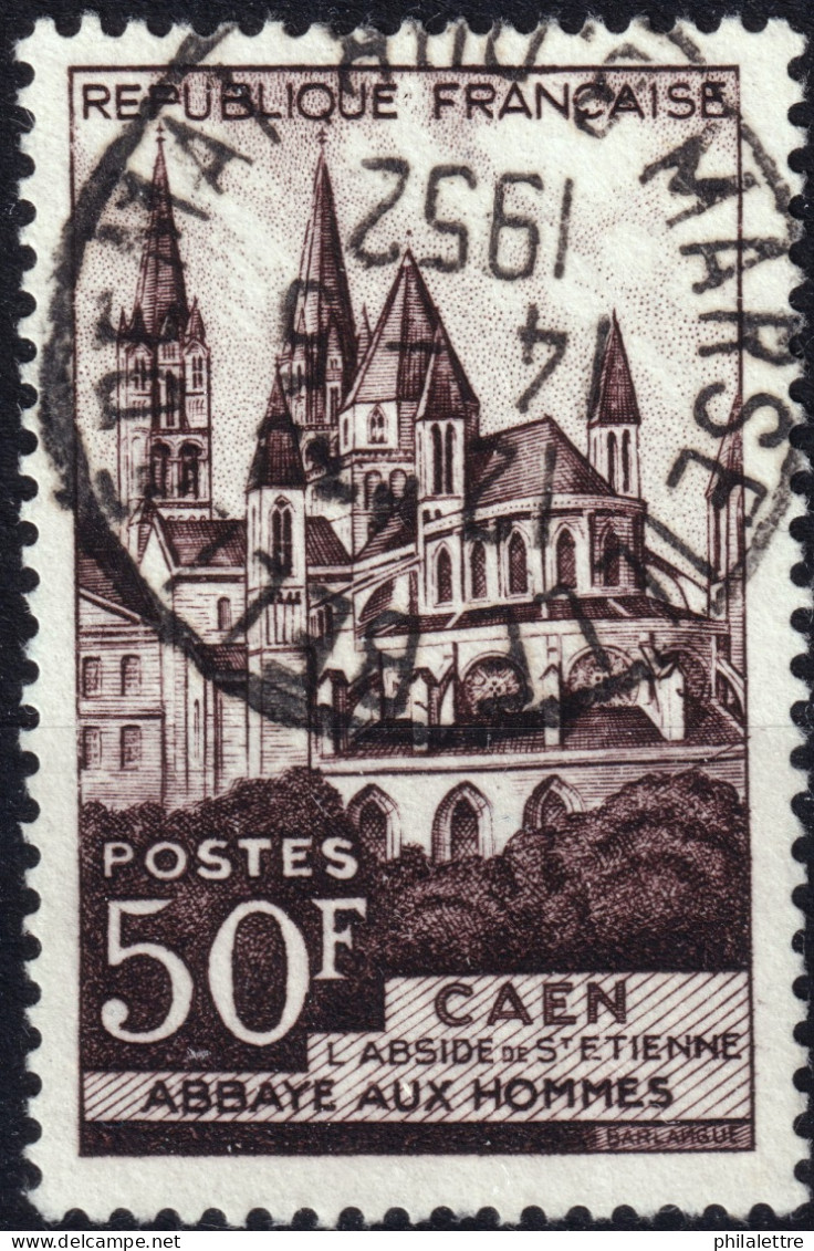 FRANCE - 1952 TàD "MARSEILLE BELLE DE MAI / B DU R" (Type A7) Sur Yv.917 50fr Abbaye De Caen - Usados