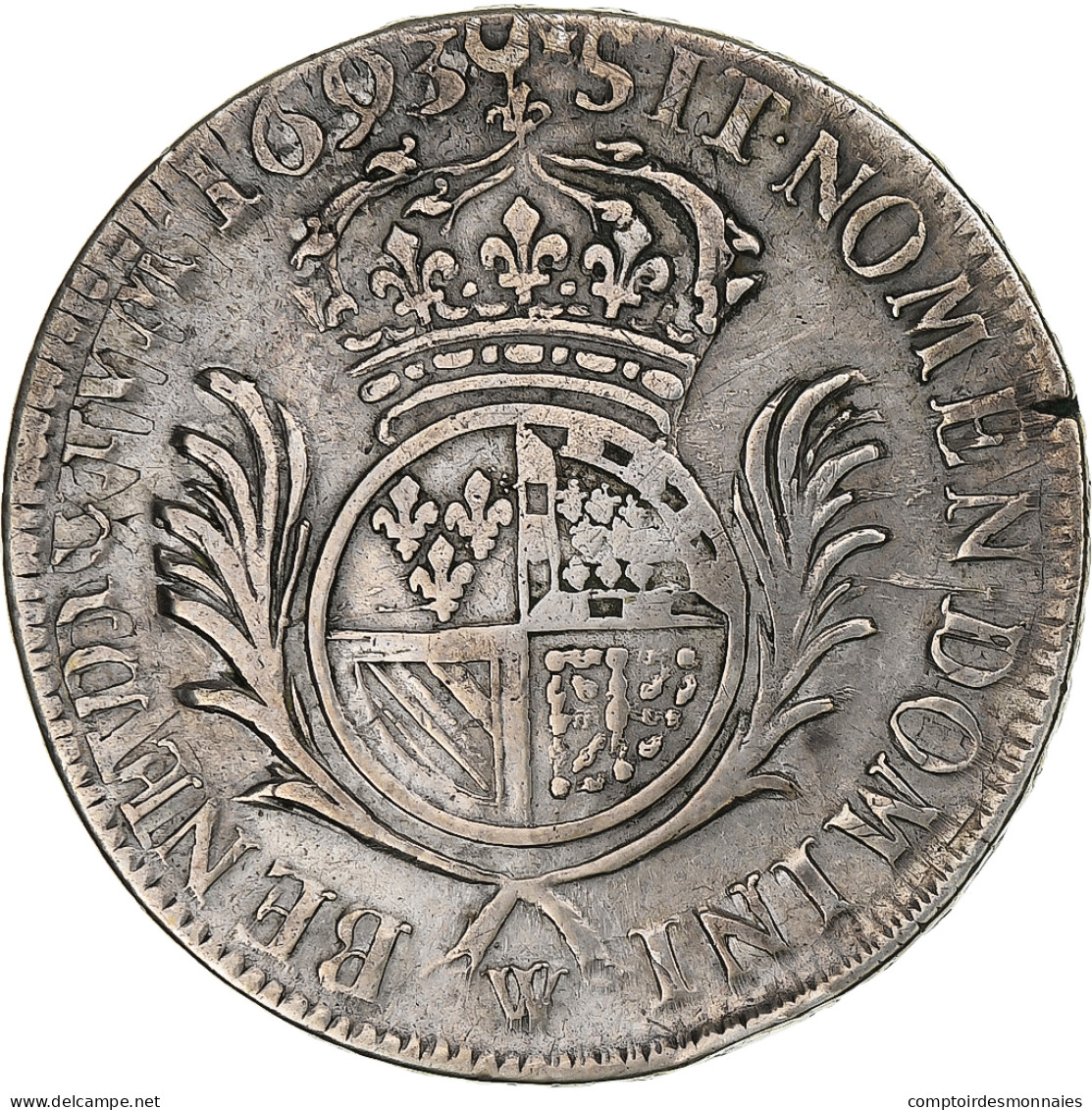 France, Louis XIV, 1/2 Ecu De Flandre Aux Palmes, 1693, Lille, Réformé - 1643-1715 Ludwig XIV.