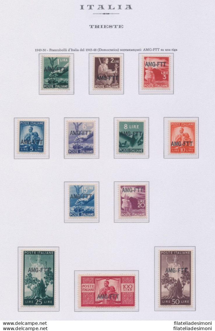 1949-50 TRIESTE A - Democratica 12 Valori , N° 56/67 La Serie Completa , MNH** - Sonstige & Ohne Zuordnung