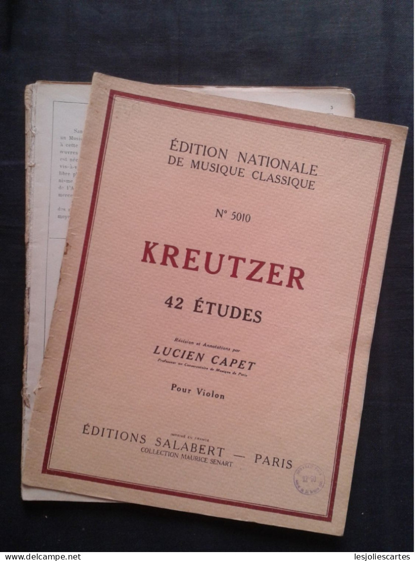 KREUTZER 42 ETUDES POUR VIOLON REV LUCIEN CAPET PARTITION MUSIQUE ED NATIONALE - Instrumentos Di Arco Y Cuerda