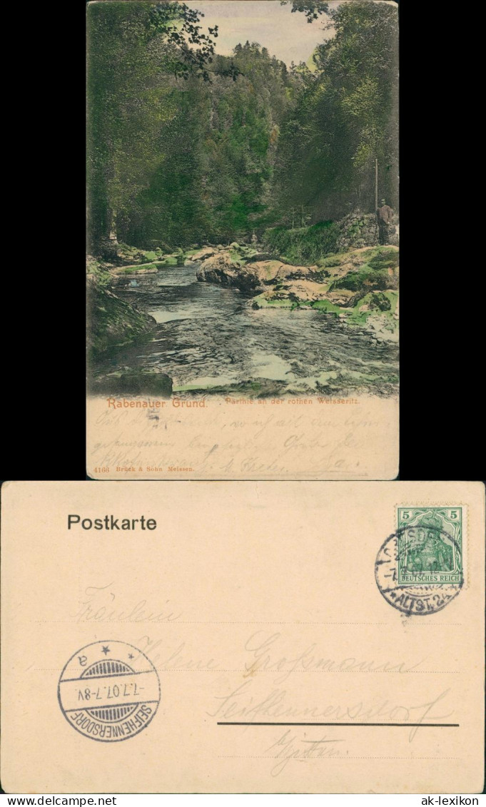 Ansichtskarte Rabenau Rabenauer Grund - Partie An Der Rothen Weisseritz 1907 - Rabenau