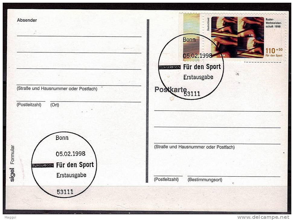 ALLEMAGNE  Carte Cachet 1er Jour  Pour Le Sport  Jo 1998  Aviron - Canottaggio