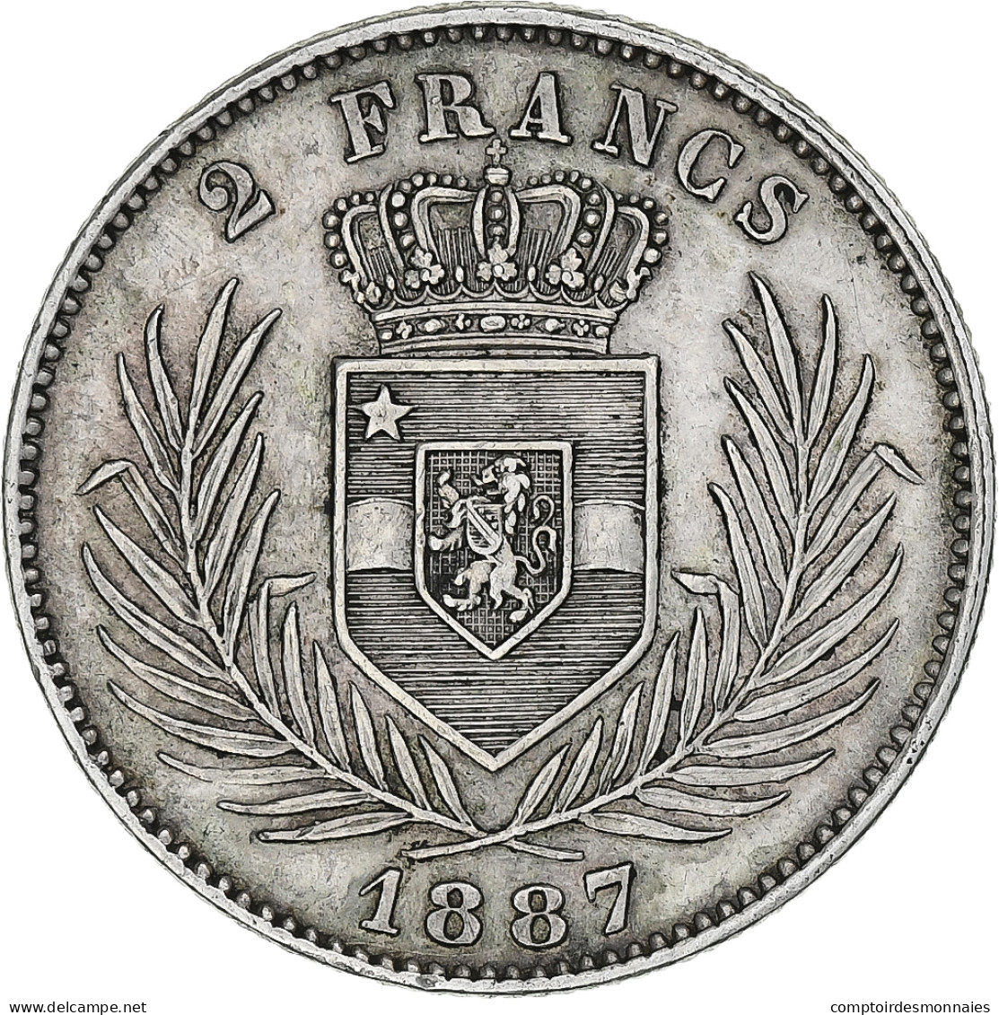 Congo Belge, Leopold II, 2 Francs, 1887, Bruxelles, Argent, SUP+, KM:7 - 1885-1909: Leopoldo II