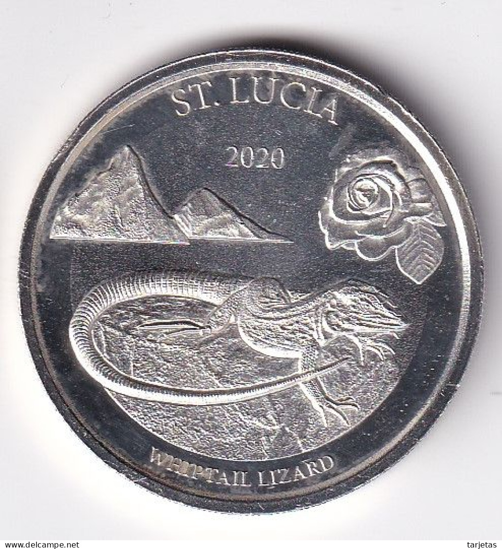 MONEDA DE PLATA DE ST. LUCIA DE 2 DOLLARS - 1 ONZA DEL AÑO 2020 LIZARD (SILVER-ARGENT) - Andere - Amerika