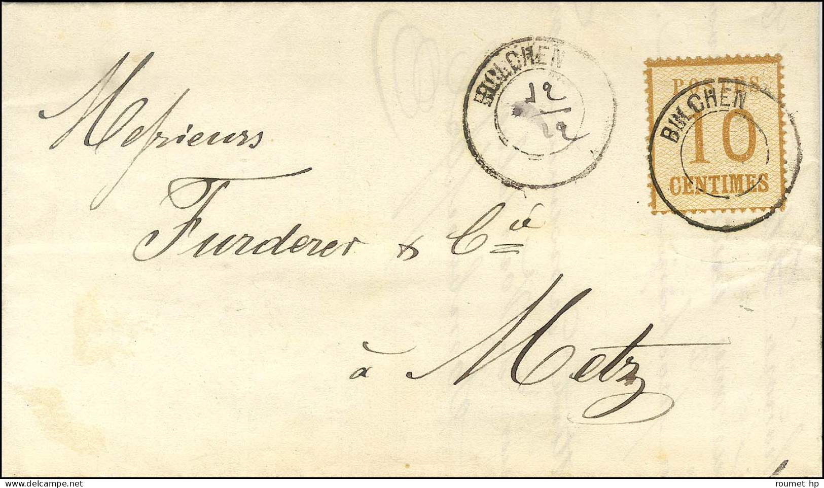 Càd Provisoire BULCHEN / '' 12 2 '' / Als. N° 5 Sur Lettre Avec Texte Daté De Boulay Le 12 Décembre 1870 Pour Metz. - TB - Covers & Documents