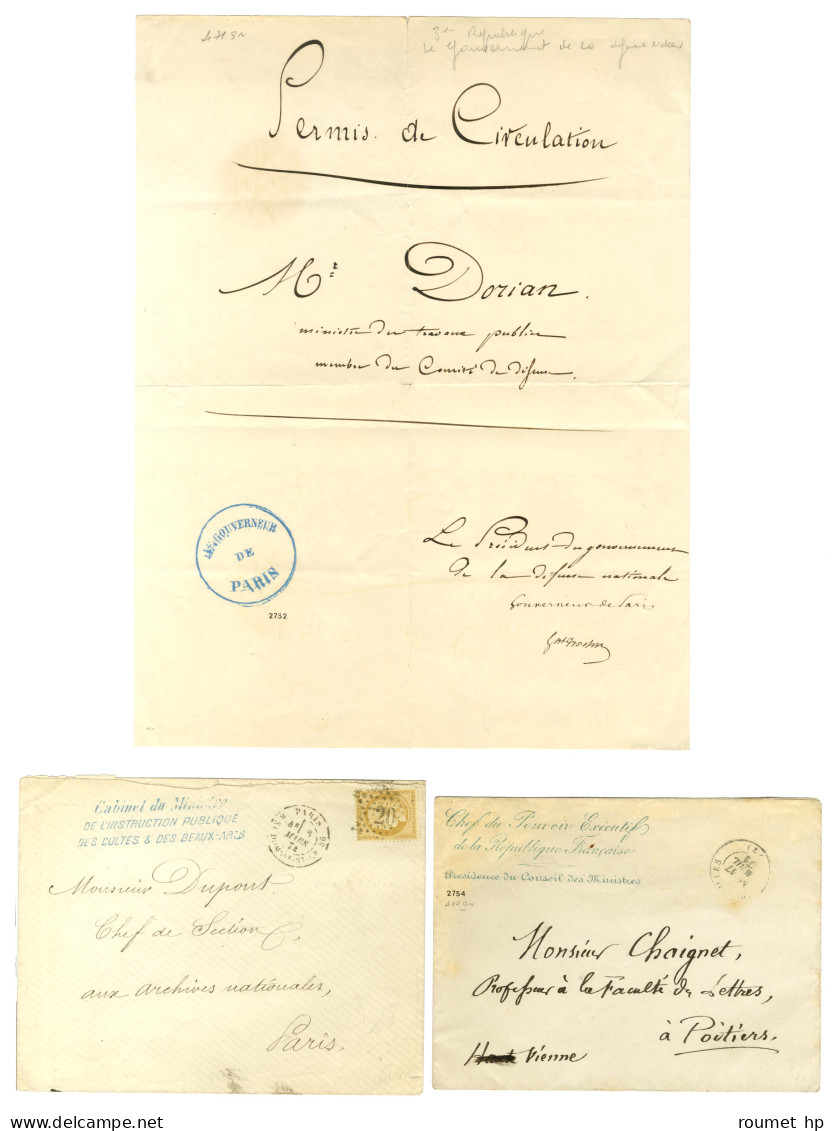 Lot De 9 Lettres De Guerre De 1870 Dont 1 Ballon Monté Accidenté, Le Ville D'Orléans. - TB. - Collections