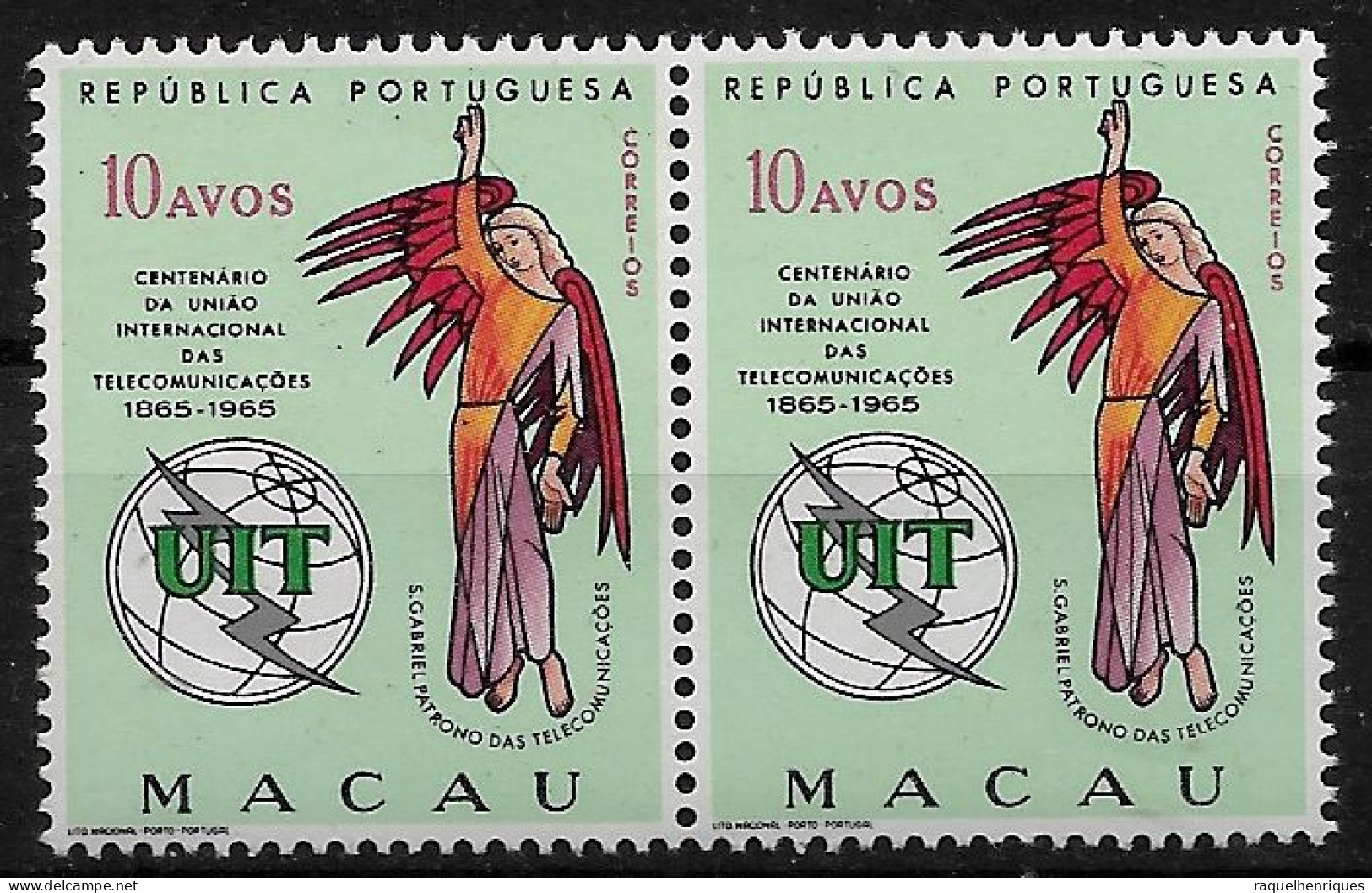 MACAU 1965 The 100th Anniversary Of I.T.U. PAIR MNH (NP#72-P17-L9) - Nuevos