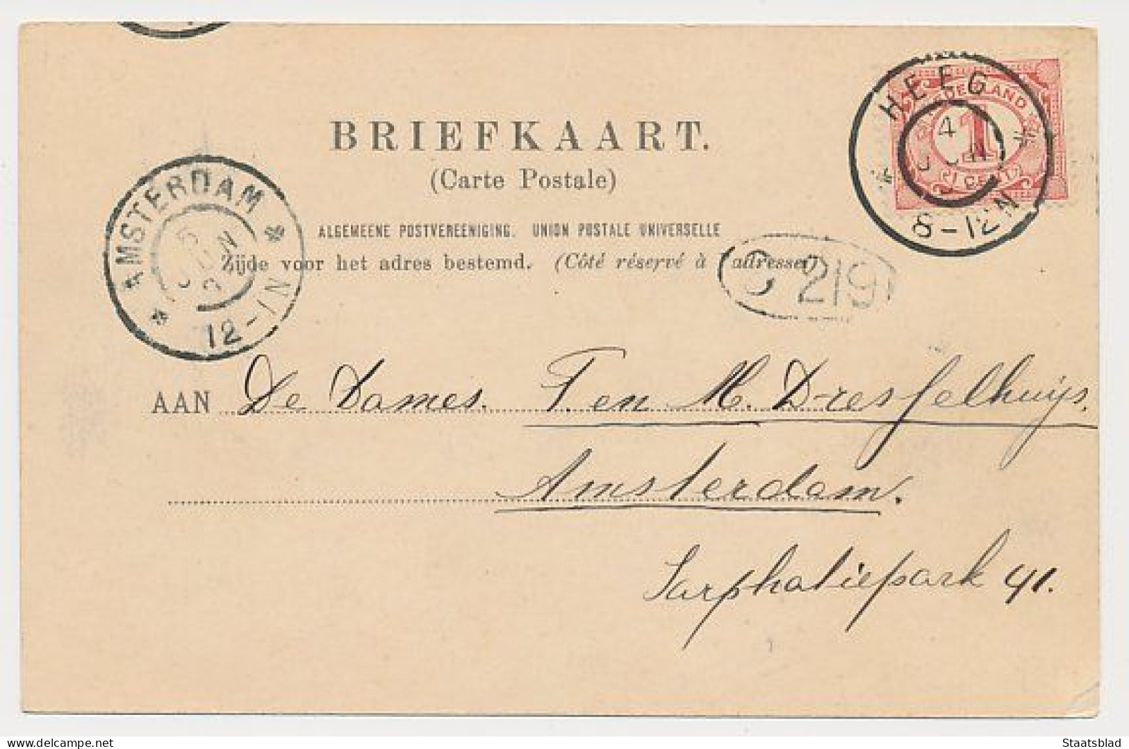 11- Prentbriefkaart Sneek 190? - Kolk - Grootrondstempel Heeg - Sneek