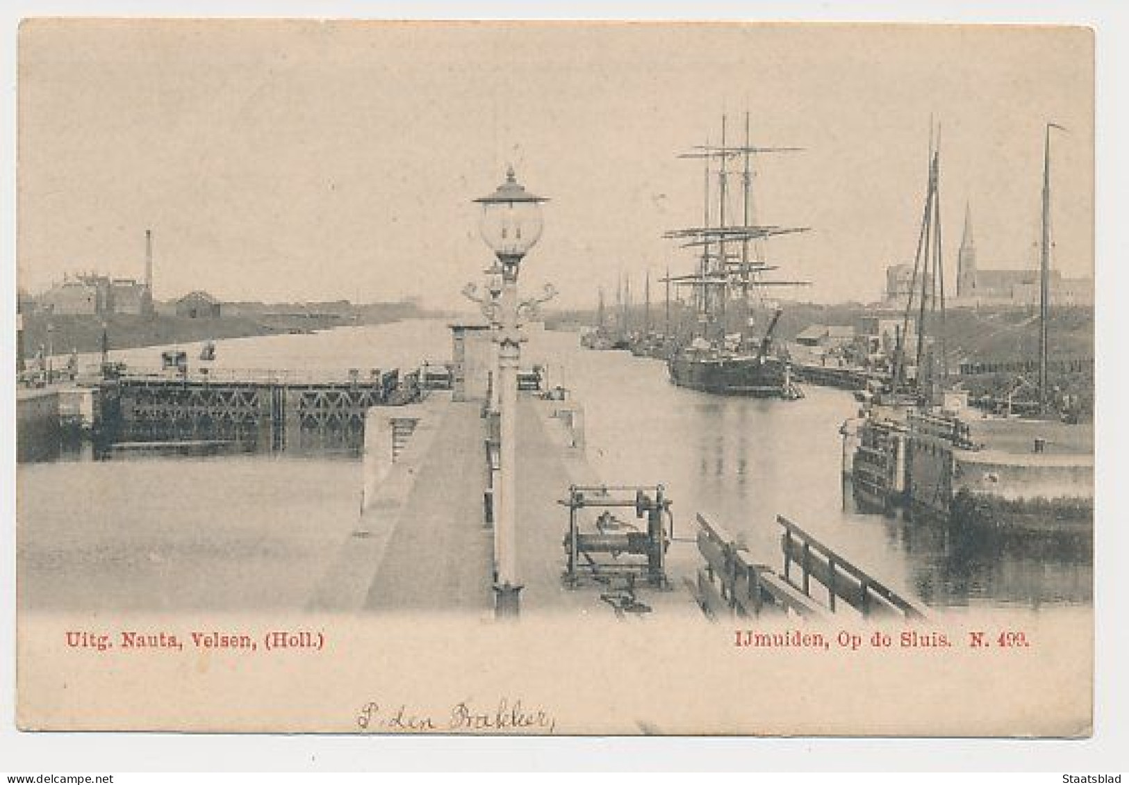 11- Prentbriefkaart IJmuiden 1902 - Sluis -Grootrondstempel - IJmuiden