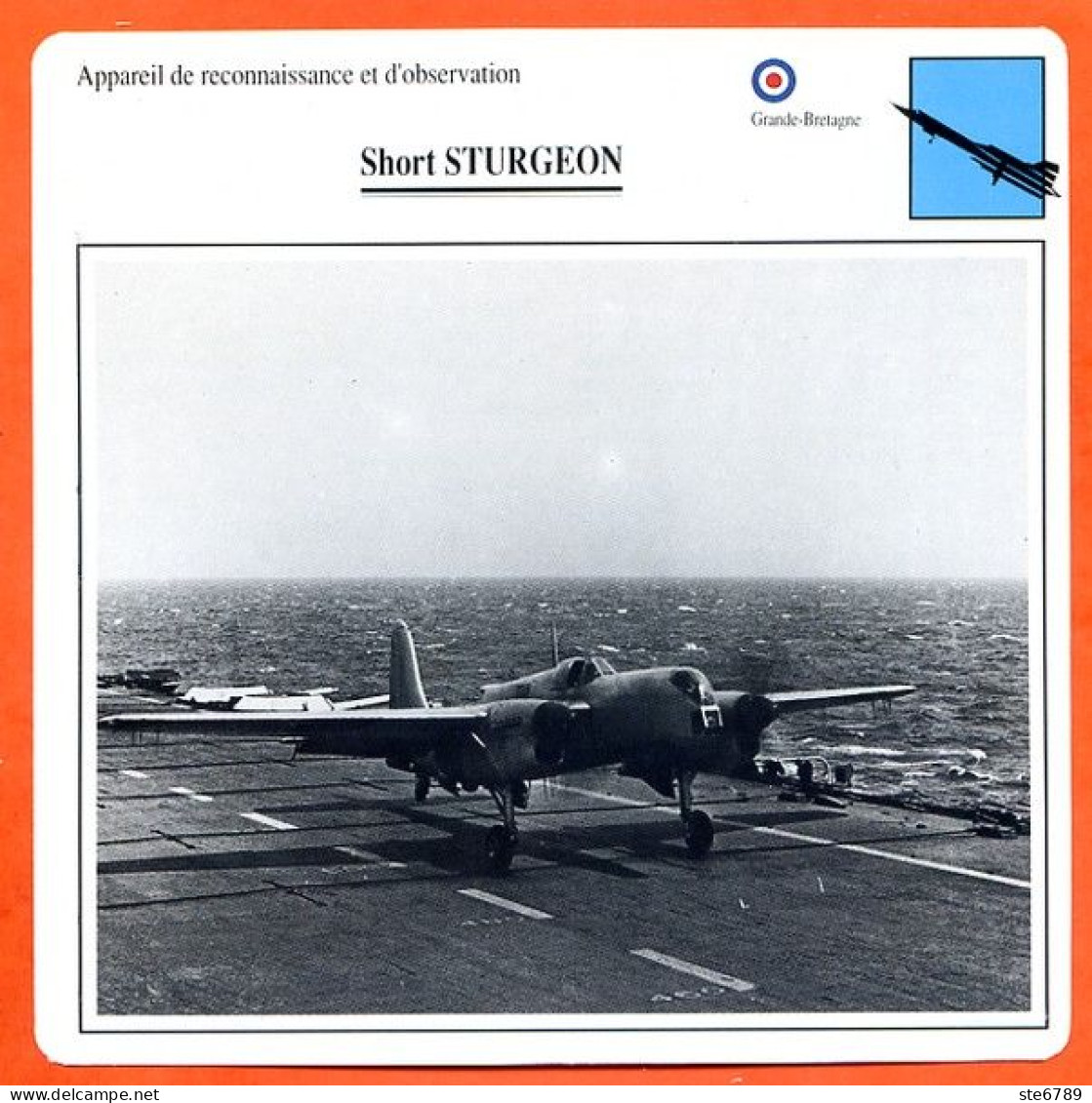 Fiche Aviation Short STURGEON   / Avion Reconnaissance Et Observation UK  Avions - Airplanes