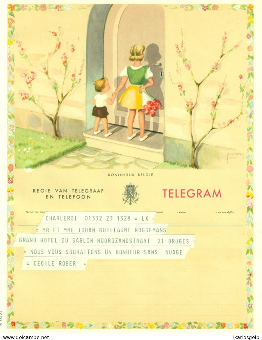 BELGIQUE Belgie Belgien 1960 Telegramm Liefdadigheidstelegram Télégramme De Philanthropie Schmuckblatttelegramm Tavirat - Dépliants De La Poste