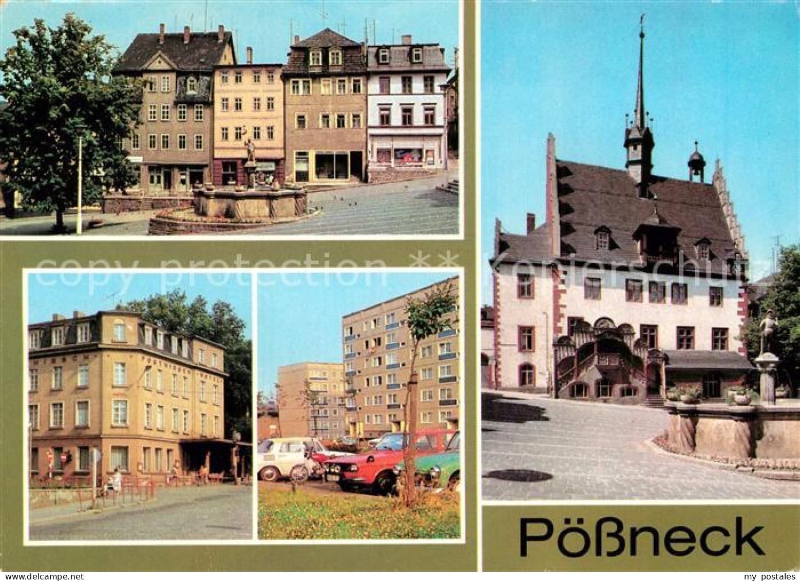 73013069 Poessneck Rathaus Marktplatz Mauritiusbrunnen HO Hotel Posthirsch Poess - Pössneck