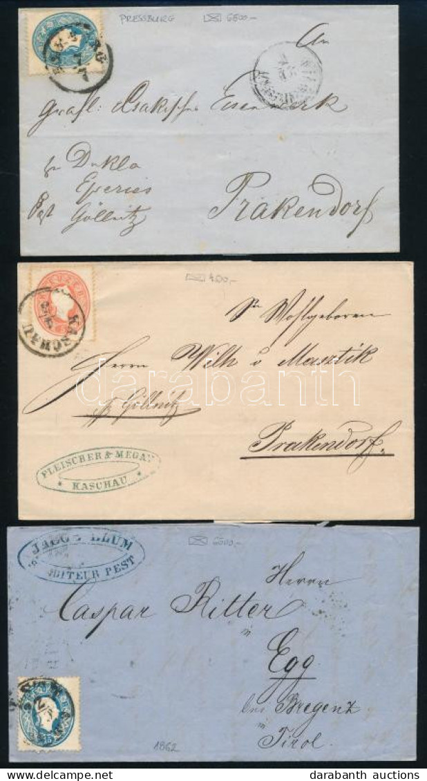 1861 3 Db Régi Levél "PESTH" + "KASCHAU" + "PRESSBURG" Bélyegzéssel - Other & Unclassified