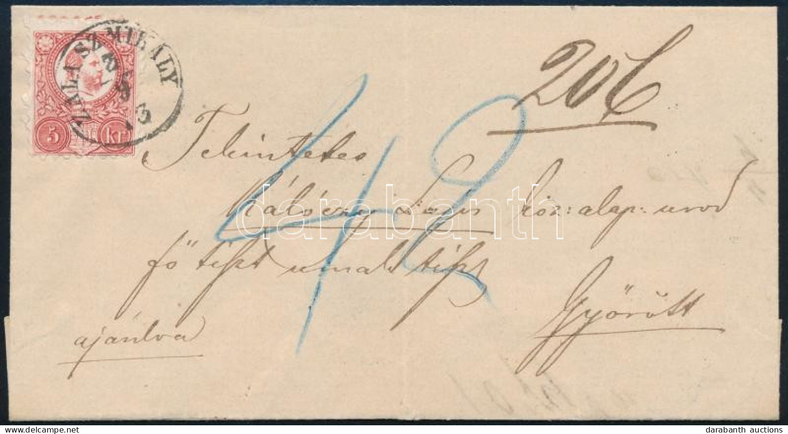 1873 3 X Réznyomat 5kr Ajánlott Levélen (2 Db Eltépve) / 3 X 5kr On Registered Cover (2 Stamps Torn Away) "ZALA SZ. MIHÁ - Other & Unclassified