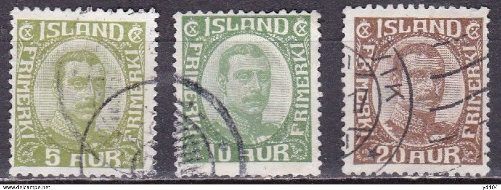 IS016A– ISLANDE – ICELAND – 1922 – KING CHRISTIAN X – MI # 99/101 USED 5,10 € - Oblitérés