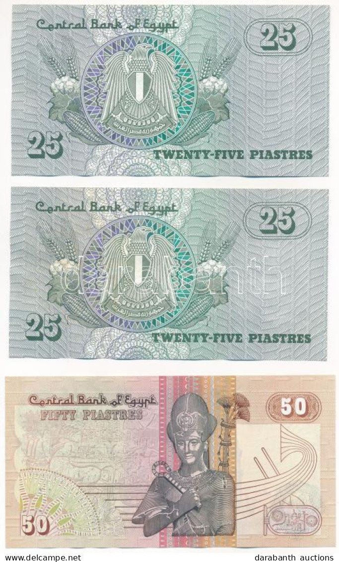 Egyiptom 1982-1984. 25P (2x) Sorszámkövetők + 50P T:UNC,AU Egypt 1982-1984. 25 Pounds (2x) Consecutive Serials + 50 Poun - Non Classés