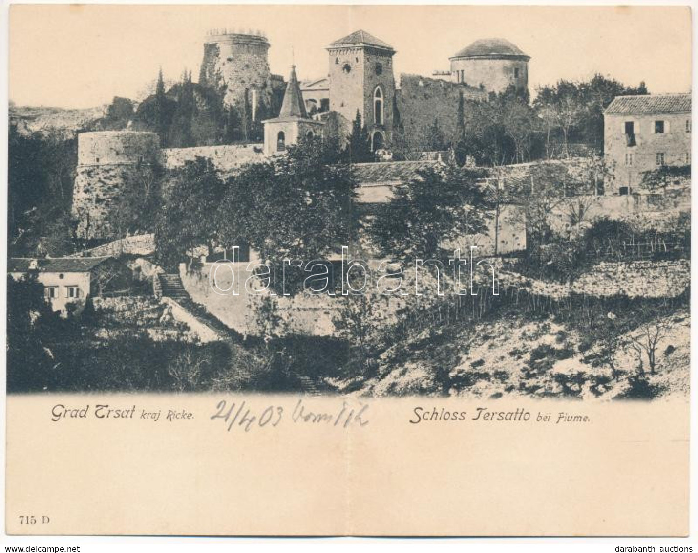 T2/T3 1903 Fiume, Rijeka; Grad Trsat Kraj Ricke / Schloss Tersatto - 2-tiled Folding Panoramacard (fl) - Zonder Classificatie