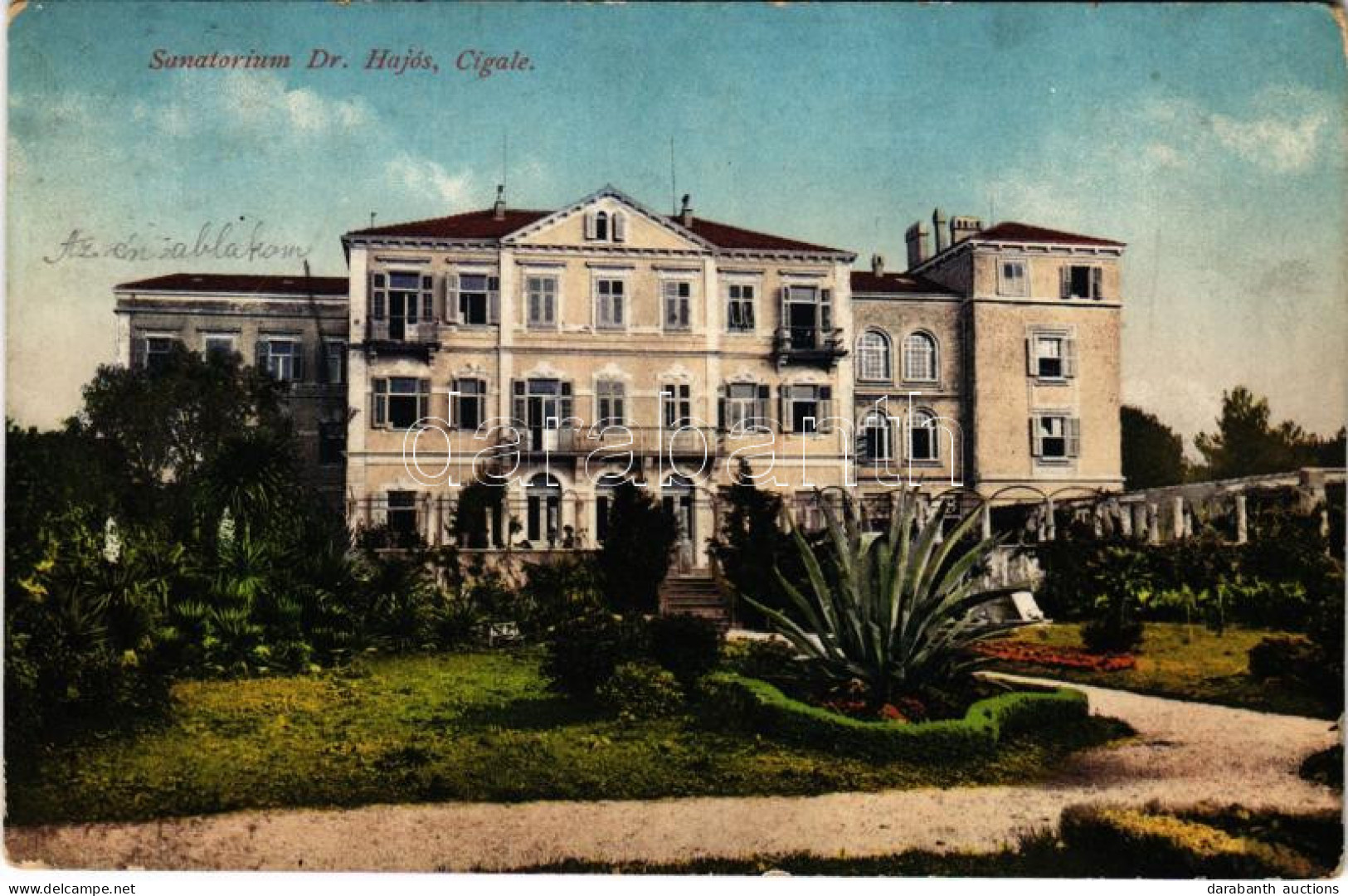 T3 1912 Mali Losinj, Lussinpiccolo; Cigale, Dr. Hajós Szanatórium / Kuranstalt / Cikat, Sanatorium Spa (kopott Sarkak /  - Zonder Classificatie