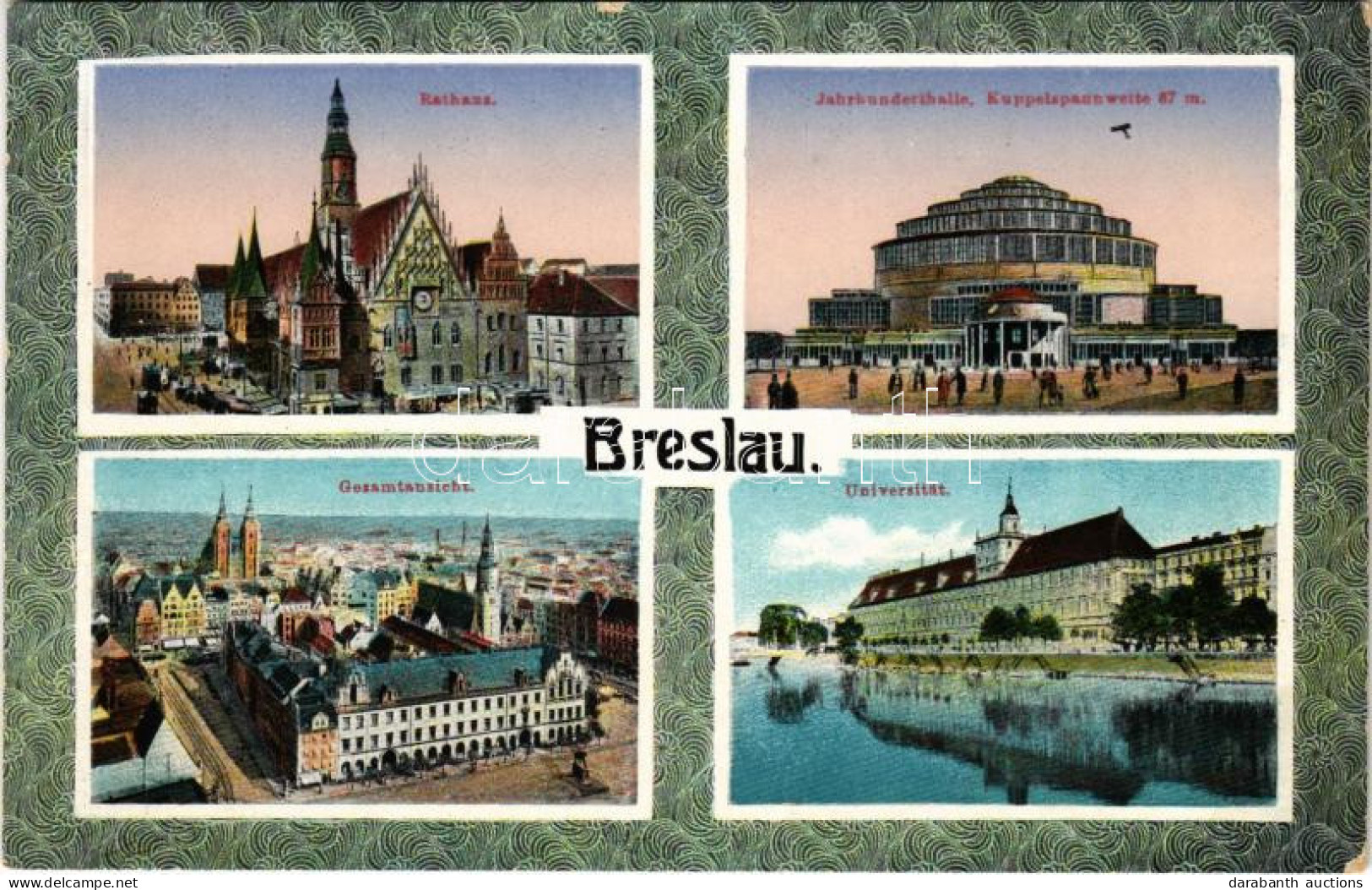 ** T2/T3 Wroclaw, Breslau; Rathaus, Jahrhunderthalle, Gesamtansicht, Universität / Town Hall, Tram, Centennial Hall, Gen - Unclassified