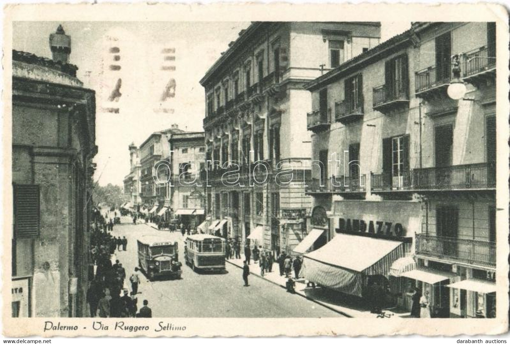 T2/T3 1939 Palermo (Sicily), Via Ruggero Settimo / Street, Autobuses (EK) - Zonder Classificatie