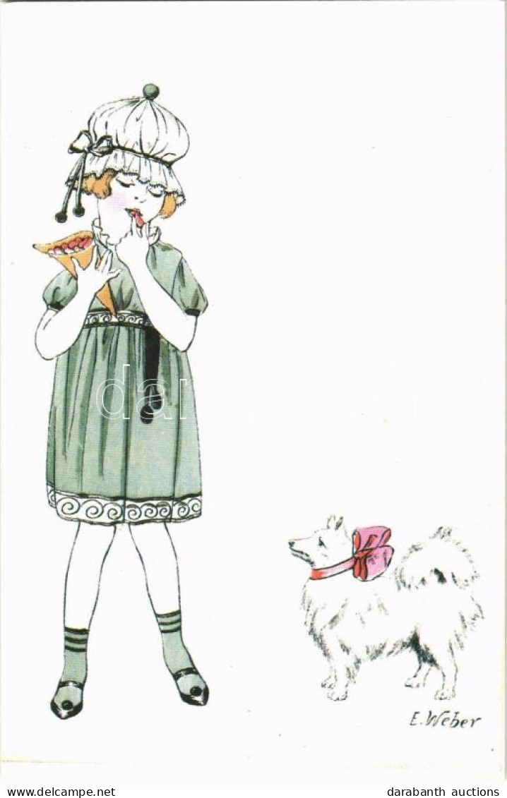 ** T2 Children Art Postcard, Girl With Dog. N.P.G. A1002/5. S: E. Weber - Zonder Classificatie