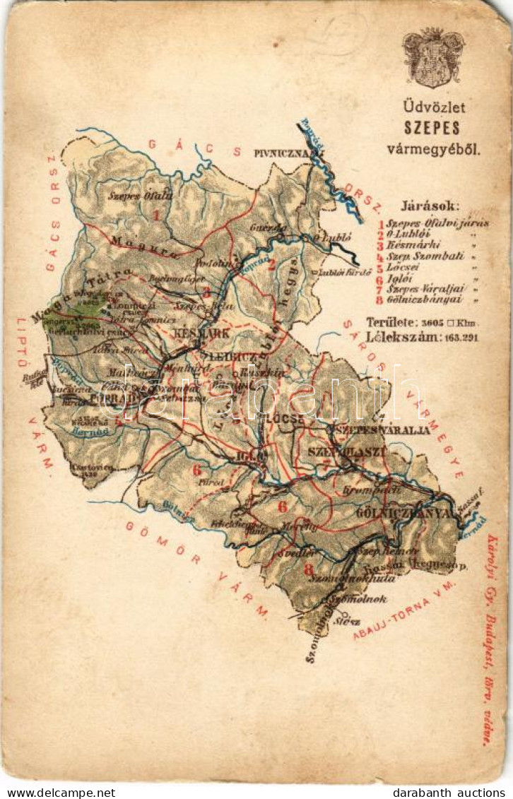 * T4 Szepes Vármegye Térképe. Kiadja Károlyi Gy. / Map Of Spis County (b) - Zonder Classificatie