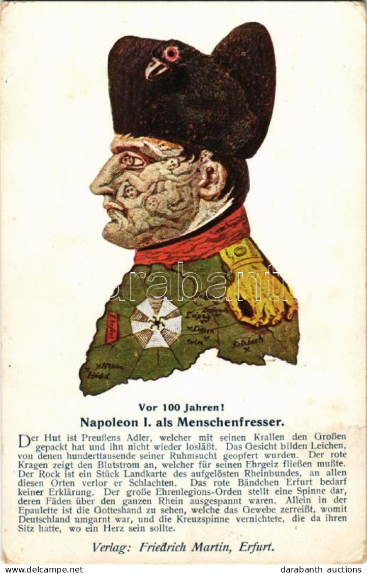 ** T2/T3 Napoleon I. Als Menschenfresser. Vor 100 Jahren! / Napóleon Bizarr Optikai Illúziós Képeslapon / Bizarre Optica - Zonder Classificatie