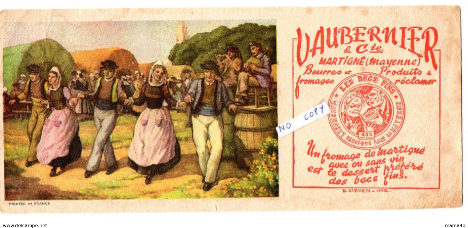 BUVARD - FROMAGERIE VAUBERNIER - MARTIGNE - DANSE FOLKLORIQUE - Milchprodukte